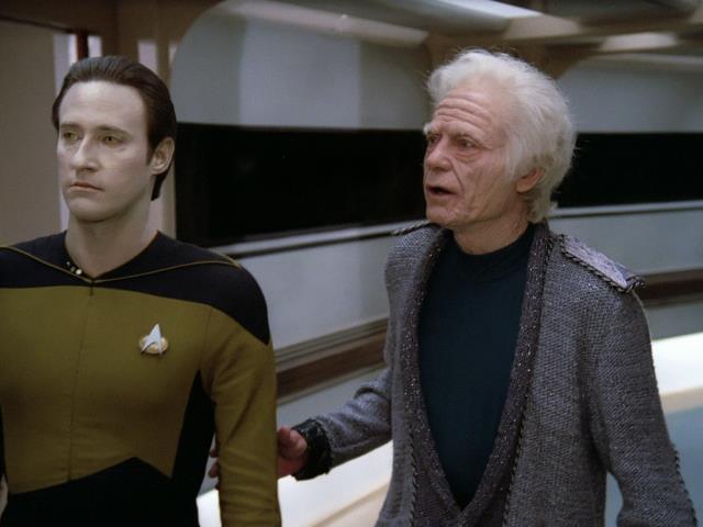 Admiral McCoy tours the Enterprise-D with Data
