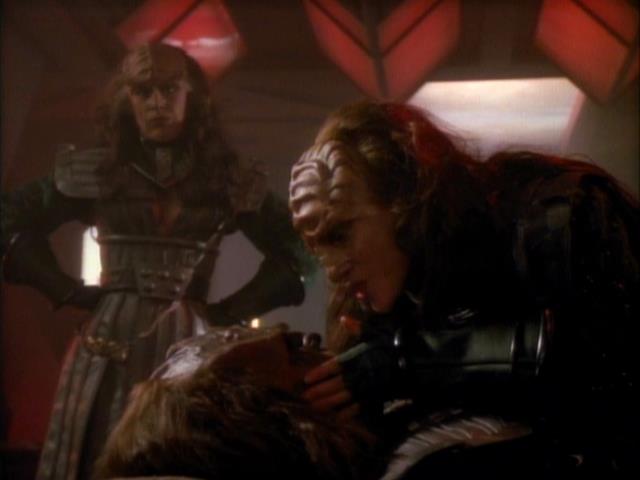 Worf is captured by Lursa and B'Etor