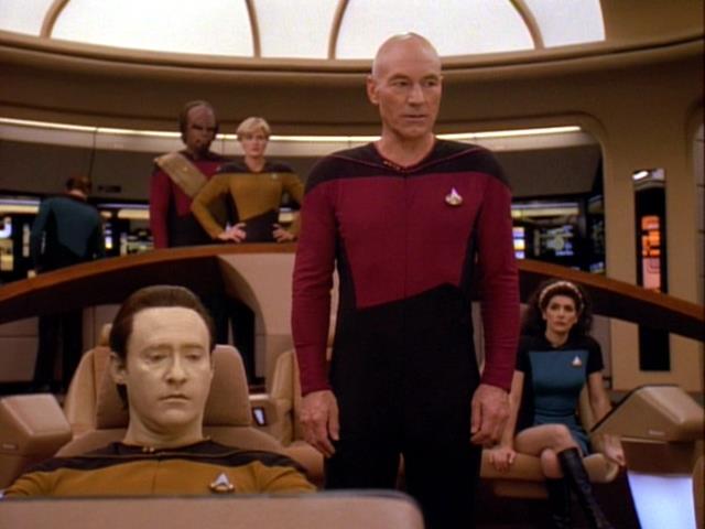 Picard diverts the Enterprise to Farpoint