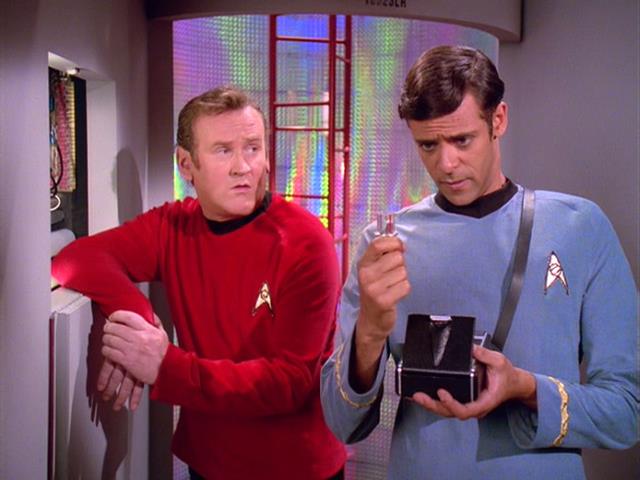 O'Brien and Bashir beam aboard U.S.S. Enterprise
