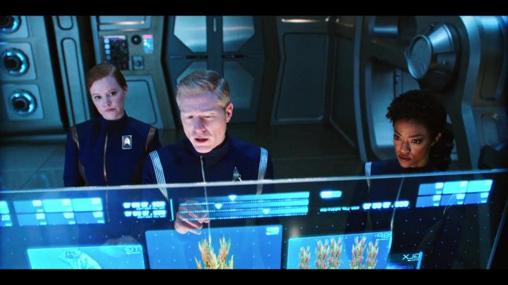 Stamets, Tilly, and Burnham in Engineering