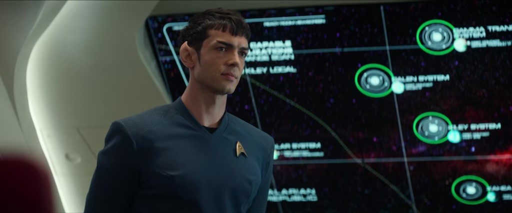 Lt. Spock briefs the away team