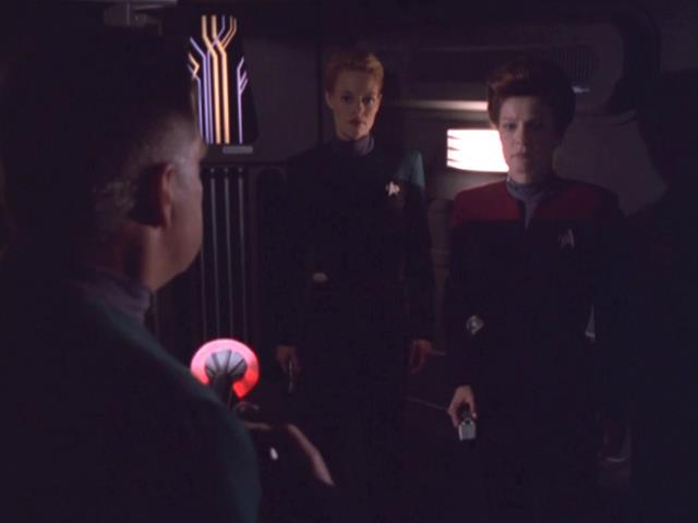 Captain Braxton ambushes Seven and Janeway